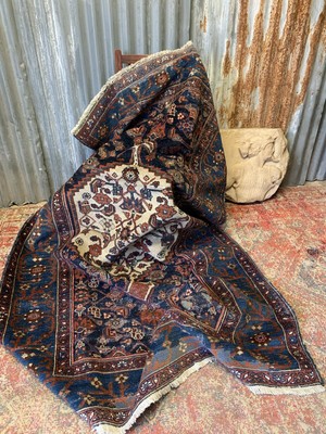 Antique Vintage Persian Carpet Rug Blue Red 202cm X 130cm