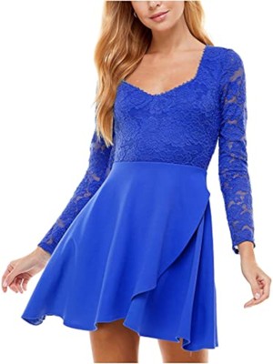 

CITY STUDIO Женское синее короткое платье с юбкой и длинными рукавами для юниоров, Синий