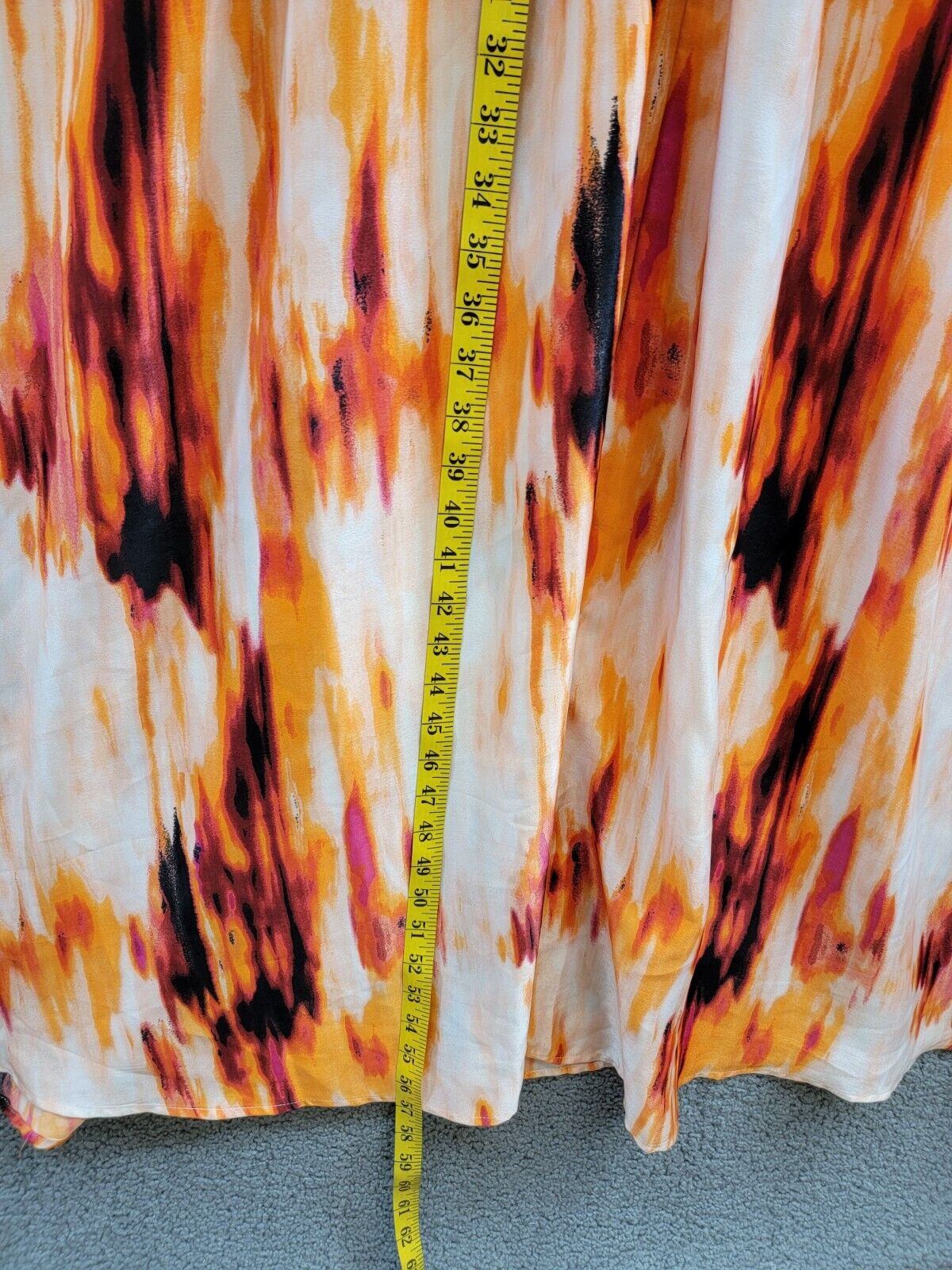 DKNY Printed Satin Strappy Halter Maxi Dress Women's M Orange Blossom Back Tie - Picture 7 of 15