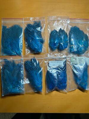 Dyed Strung Guinea Feathers Sealed Jumbo Packs 5 Colors