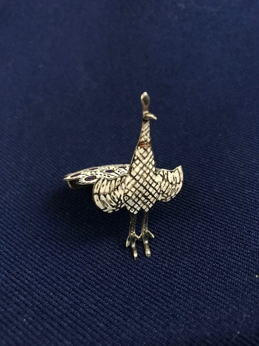 Vintage Sterling Silver Enamel Peacock Pin/Brooch From Siam