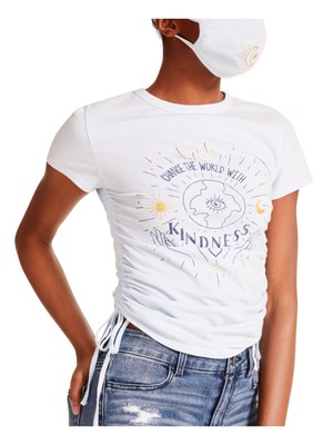 Женский светло-голубой галстук MADDEN GIRL, укороченный с маской для лица, футболка M