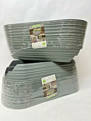 2 Southern Patio Cabana 24 in. Gray High-Density Resin Deck Rail Planter - New