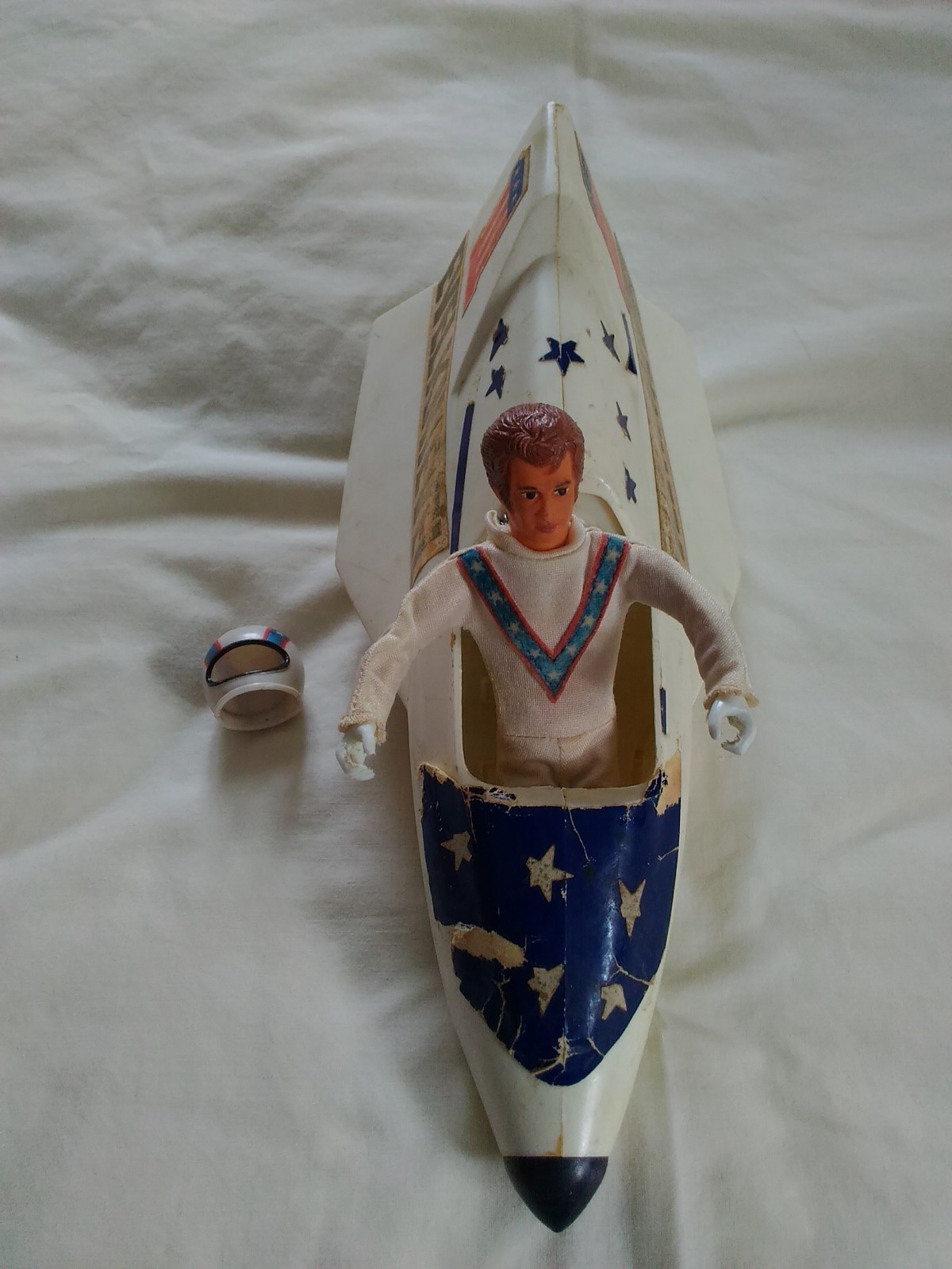 Vintage 1973 Evel Knievel Stunt Sky Cycle with Launcher and Action Figure