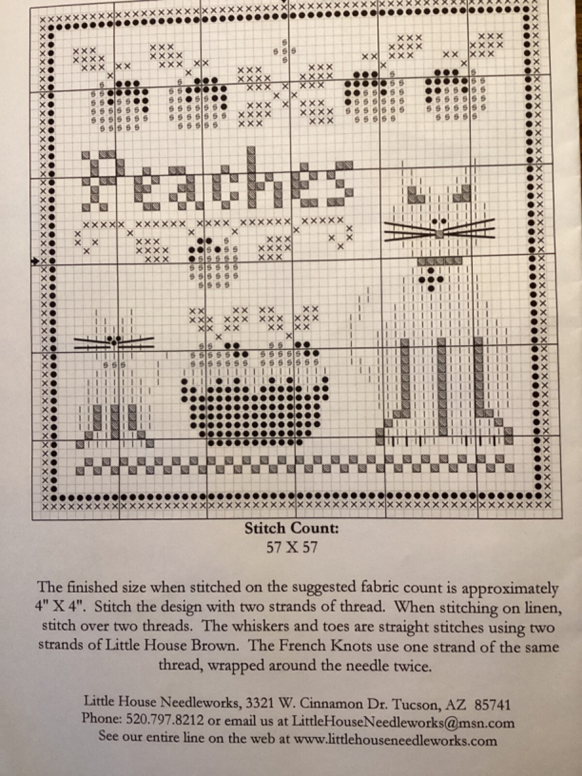 Sampler New Little Chart Pattern Peaches Cat Cross Stitch