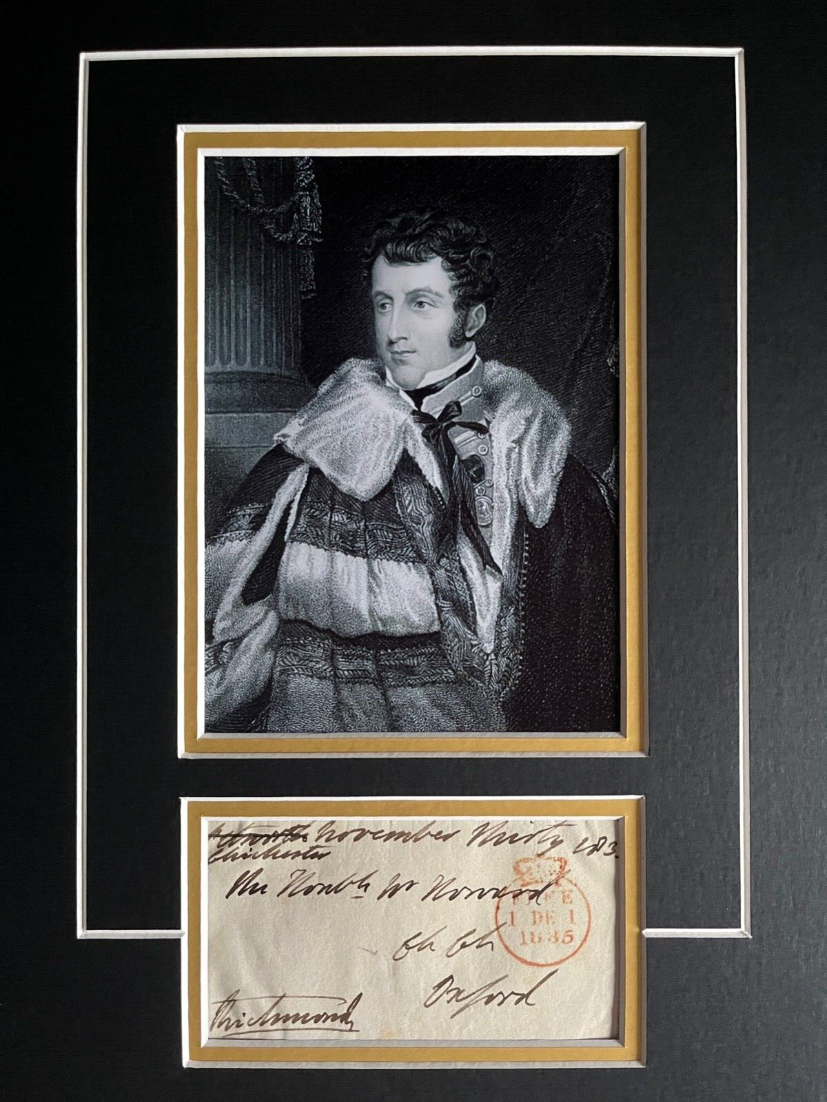 5th DUKE OF RICHMOND - MP & SOLDIER PRESENT AT WATERLOO - SIGNED DISPLAY