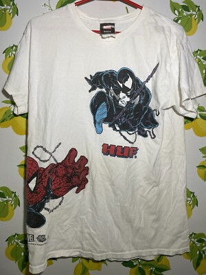 Marvel X HUF Men Shirt Medium White Venom vs Spiderman Short Sleeve Tee