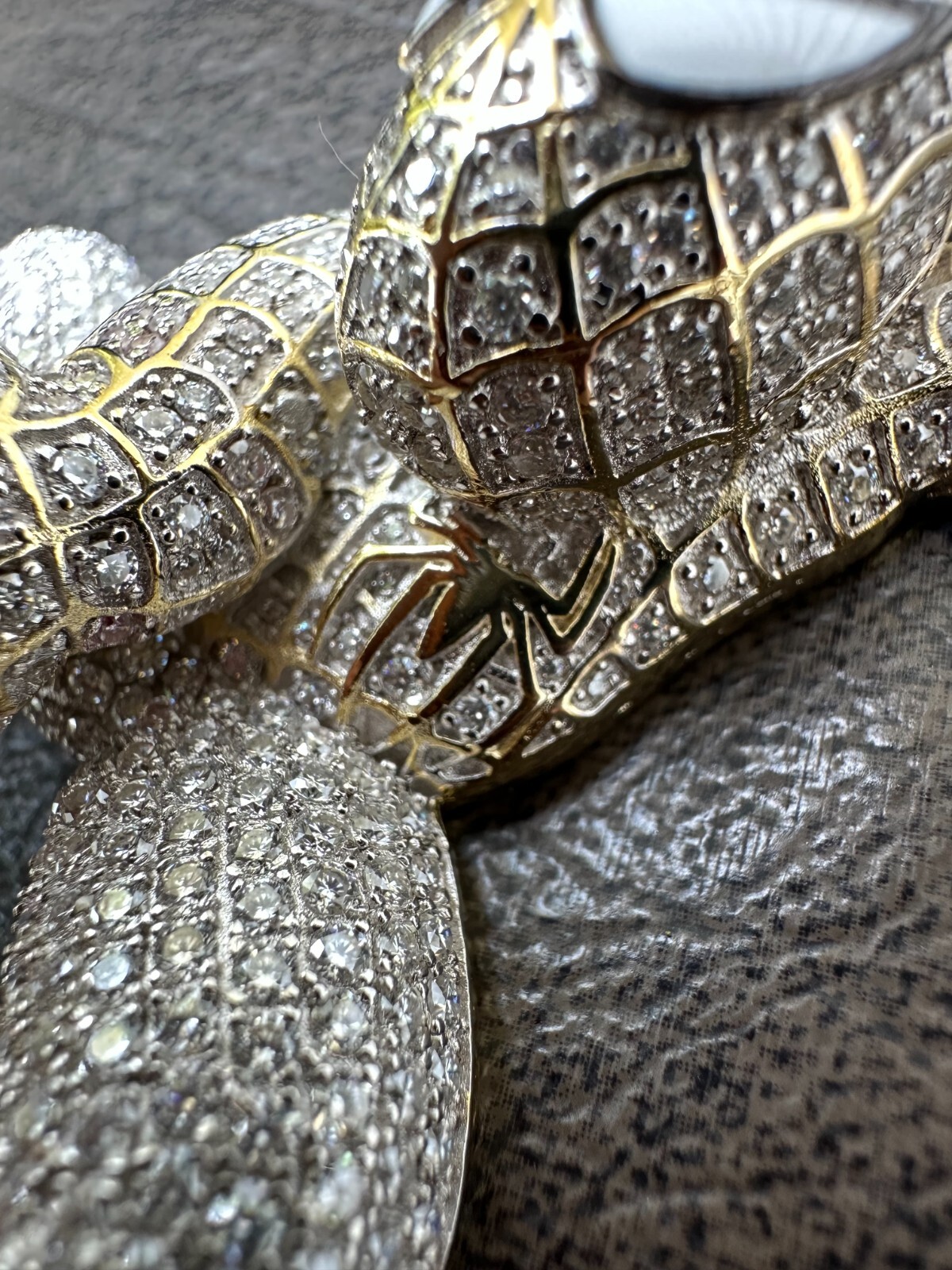 Pre-owned Harlembling Moissanite Real 925 Silver/14k Gold Plated Large Iced Spiderman Pendant Necklace In White