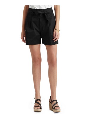 

RALPH LAUREN Женские черные эластичные шорты со складками спереди и высокой талией, Черный, 200831660003