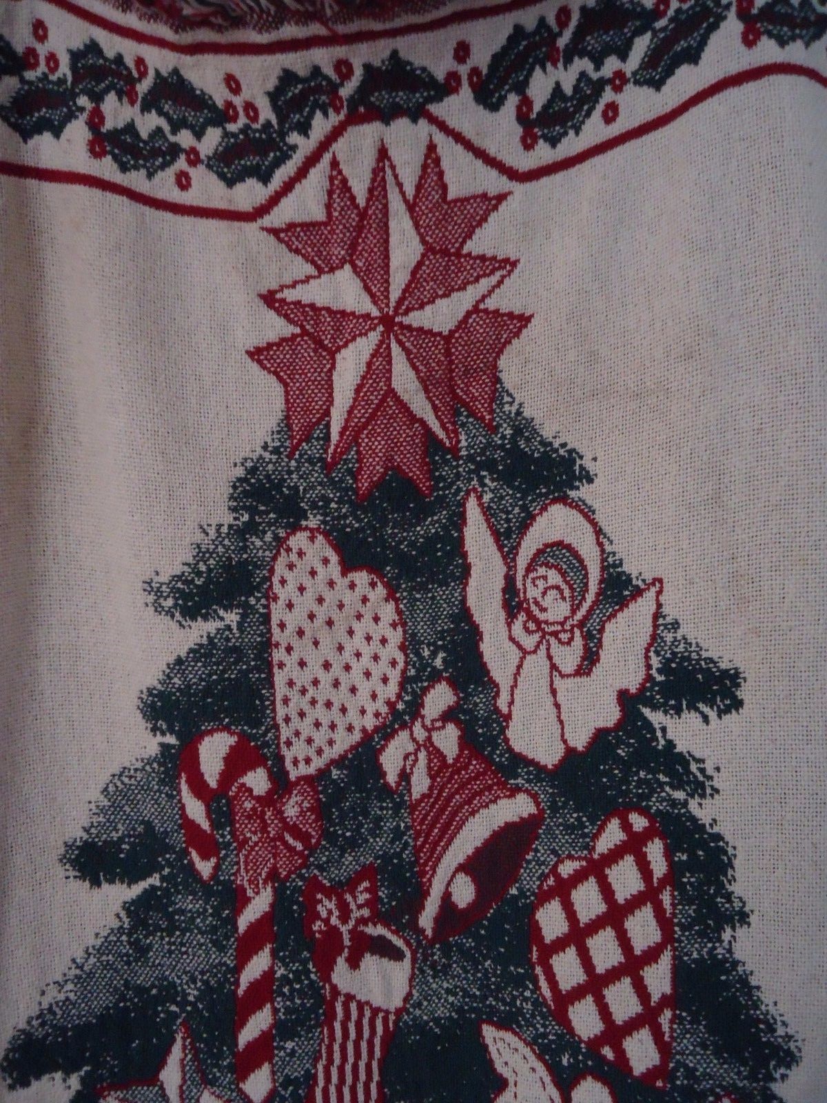 CHRISTMAS TREE Reversible Red Green Afghan Blanket 44