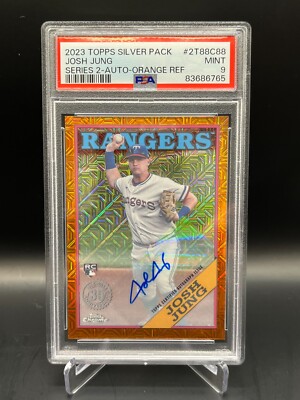 2023 Topps Chrome Silver Pack Josh Jung Orange Mojo Auto /25 RC PSA 9 MINT