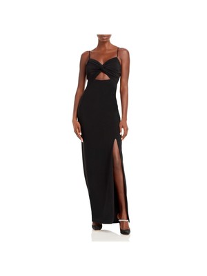 

AQUA FORMAL Черное женское платье с вырезом спереди и высоким разрезом на подкладке AQUA FORMAL, Черный