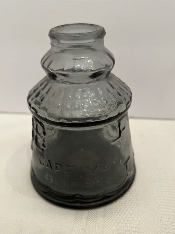 Vintage Blue Gray Glass Bottle Cape May Bitters Wheaton 3.5in Apothecary