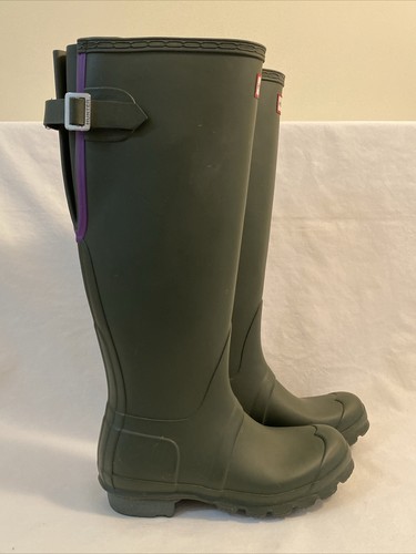 Hunter ORIGINAL GREEN BACK ADJUSTABLE RAIN BOOTS US Size 4M