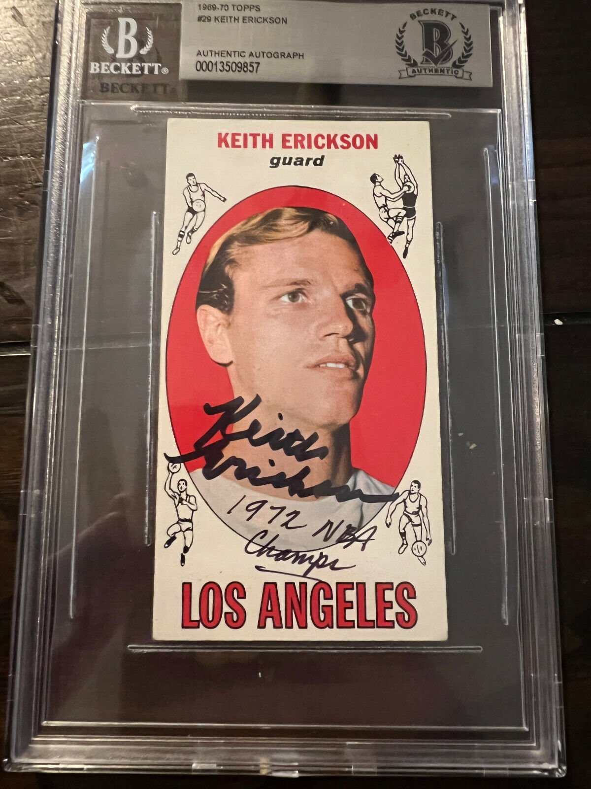 Keith Erickson Signed Topps 1969-70 Rookie Card Beckett Certif SLABBED inscribed. rookie card picture