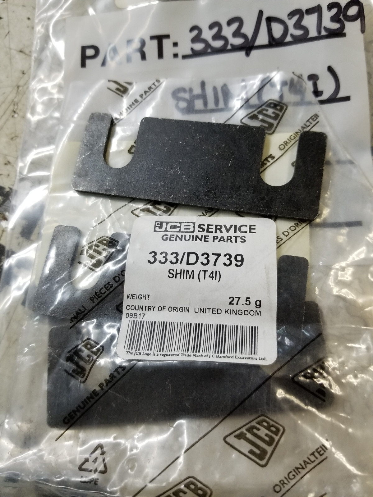 JCB 333/D3739 - SHIM (T4I) FOR JCB (1 PACKAGE OF 3) - Picture 1 of 2