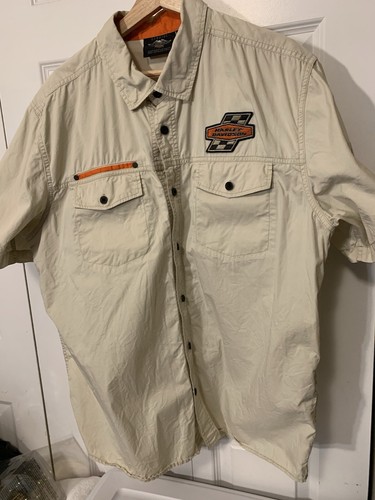 Vtg Harley Davidson Mens Sz XL Button Down Shop Work