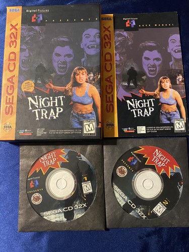 Night Trap Sega CD 32x CIB Complete 2 Discs Box Manual Great Condition