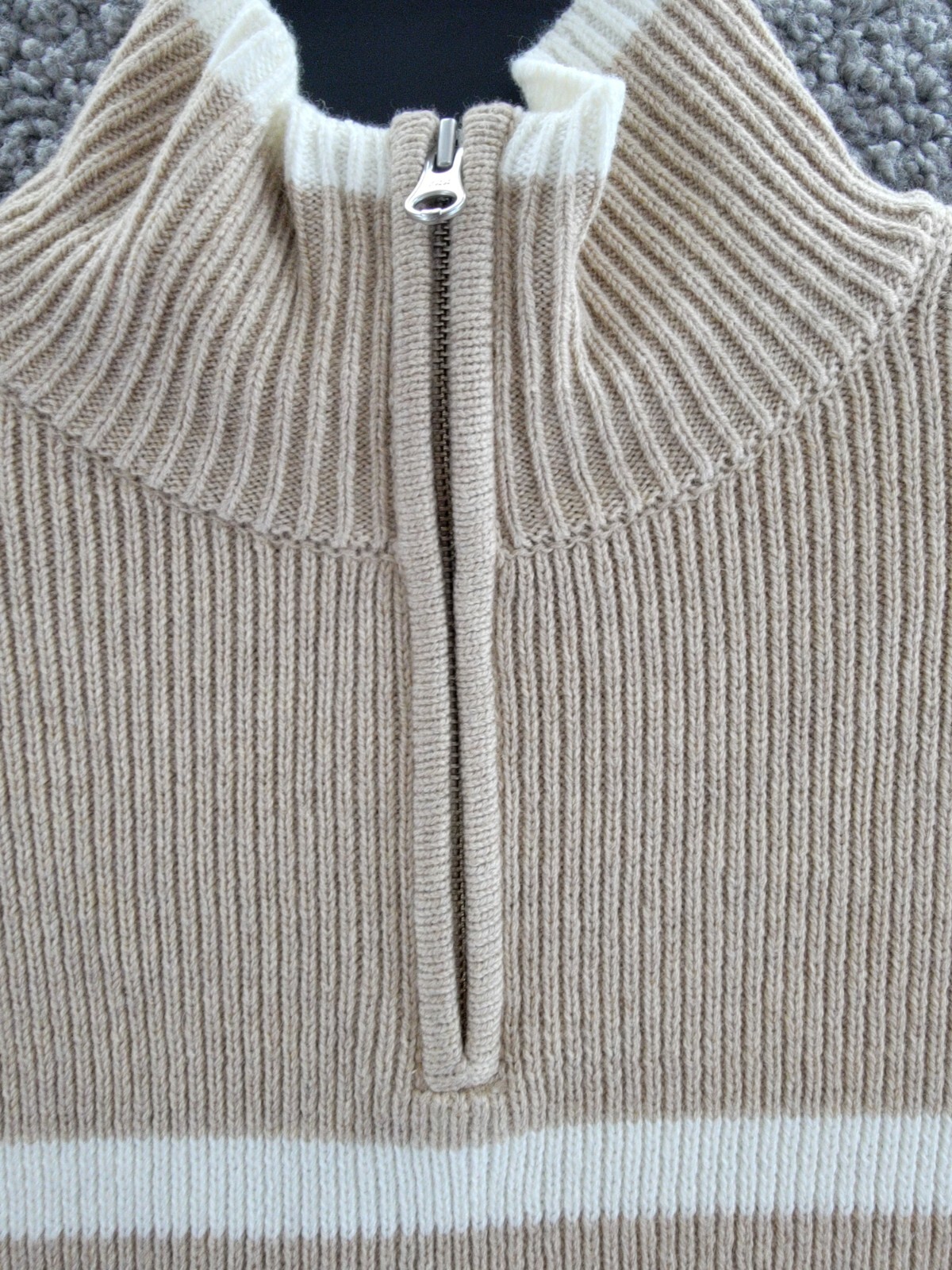 Rails 1/4 Zip Striped Pullover Sweater Women's XS Sand Stripe Merino Wool Blend - Picture 9 of 17