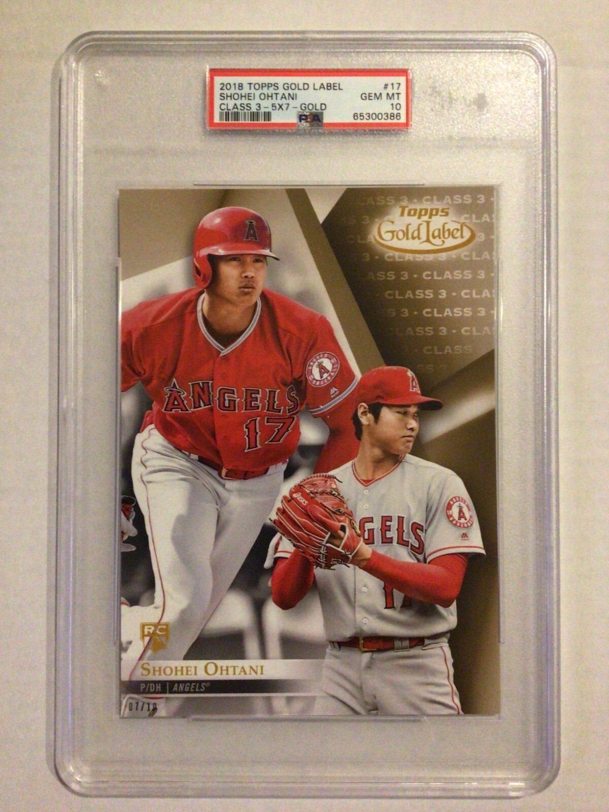 その他 Topps Shohei Ohtani Gold Rookie PSA 10 2018 Shohei Ohtani 5x7 RC #17 topps gold Label PSA 10 Class