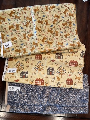 Bonnie Sullivan / Perry Wahe Flannel Fabric Lot 8 1/2 Yds