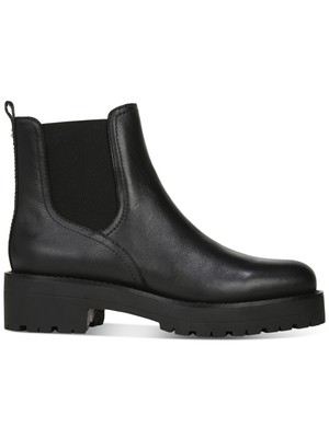 

SAM EDELMAN Женские черные кожаные ботильоны Justina с круглым носком на блочном каблуке, Черный, H1399L2