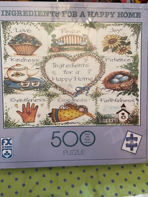 Ingredients for a Happy Home FX Schmid 500 Piece Jigsaw Puzzle 18'' x 24'' NEW