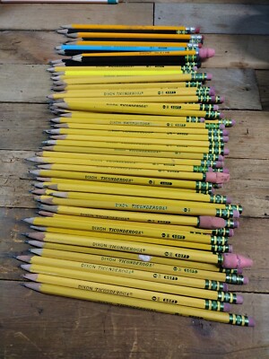 69 Vintage Dixon Ticonderoga Pencils S1520 & S0822 & 1812 No2 Soft Mixed Color