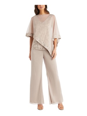 

R-M RICHARDS Женская бежевая накидка с накладкой без рукавов Формальный топ без рукавов Petites, Бежевый