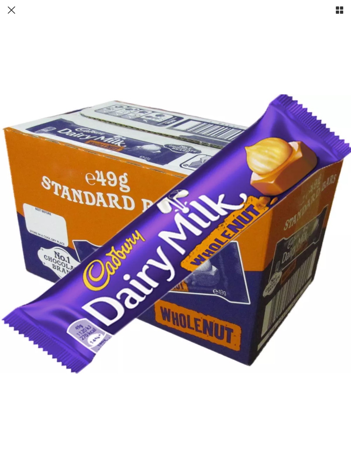 Cadbury Dairy Milk Whole Nut Chocolate Bar 45g x 48 Full Box ONLY £29.49 eBay