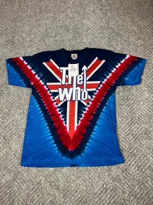 Vintage Y2K THE WHO Liquid Blue T Shirt Mens Medium Tie Dye Long Live Rock NWT