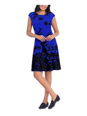 LONDON TIMES PETITES Womens Blue Unlined Cap Sleeve Dress Petites 10P