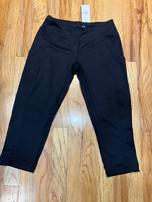BALEAF Women's Workout Yoga Capris Pocketed Cropped Leggings Black NWT Size S