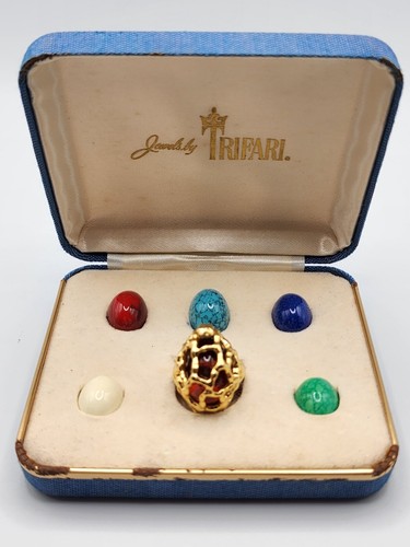 RARE 1960s Vintage CROWN TRIFARI Ring W/ INTERCHANGEABLE RARE 1960s Vintage CROWN TRIFARI Ring W/ INTERCHANGEABLE