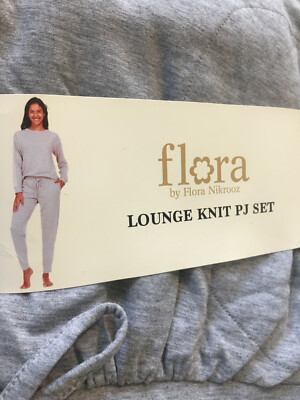 Flora Ladies Gray Lounge Knit PJ Set Size L(14/16) Long Sleeves Drawstring Pants