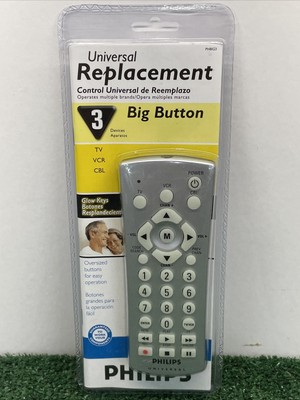 Philips Universal Replacement Remote Big Buttons Easy Touch TV VCR DVD PHBIG3