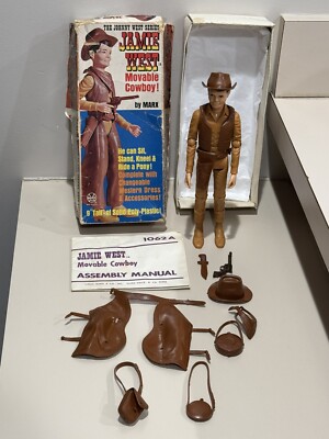 VTG Louis Marx 1960's Western Jamie West Movable Cowboy Figurine & Box Manual