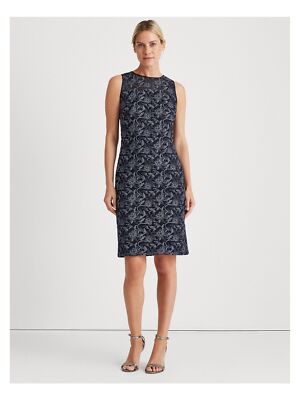 

Женское вечернее платье-футляр без рукавов с круглым вырезом выше колена RALPH LAUREN, Navy