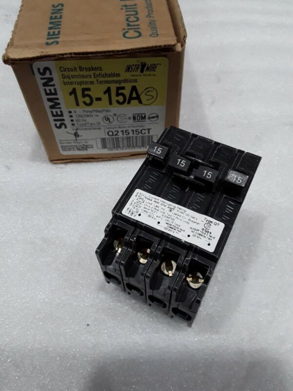 Q21515ct Siemens 4 Pole 15/15a 120/240v Circuit Breaker New