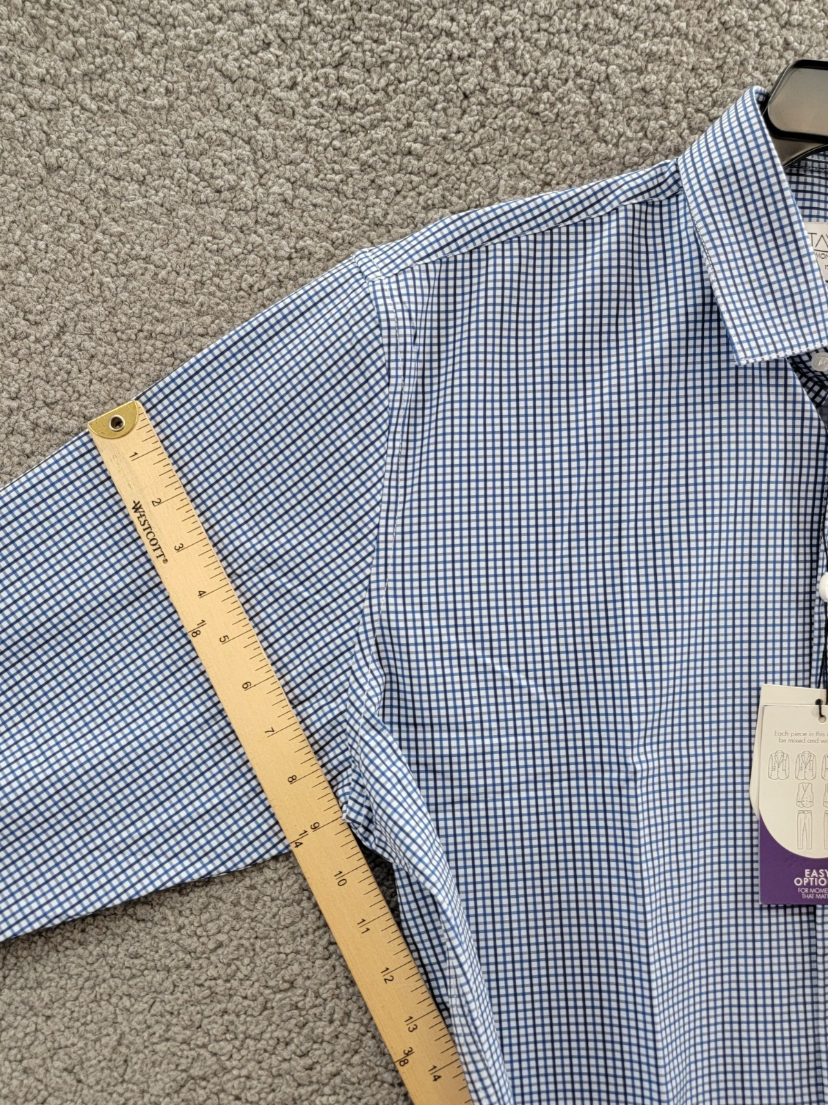 Tayion Collection Slim-Fit Check Dress Shirt Men's XL 17-17.5 32-33 Blue Multi - Picture 10 of 17