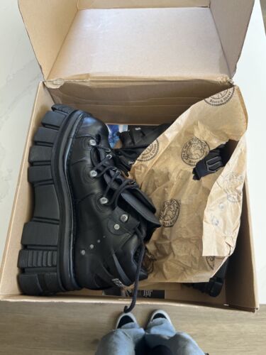 NEW ROCK M.106-S29 Boots TOWER SHOES Metallic Black Leather NEW ROCK M.106-S29 Boots TOWER SHOES Metallic Black Leather