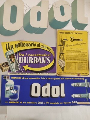 Pubblicità Advertising 1954 /55  lotto 4 pz : ODOL /DURBANS/BINACA
