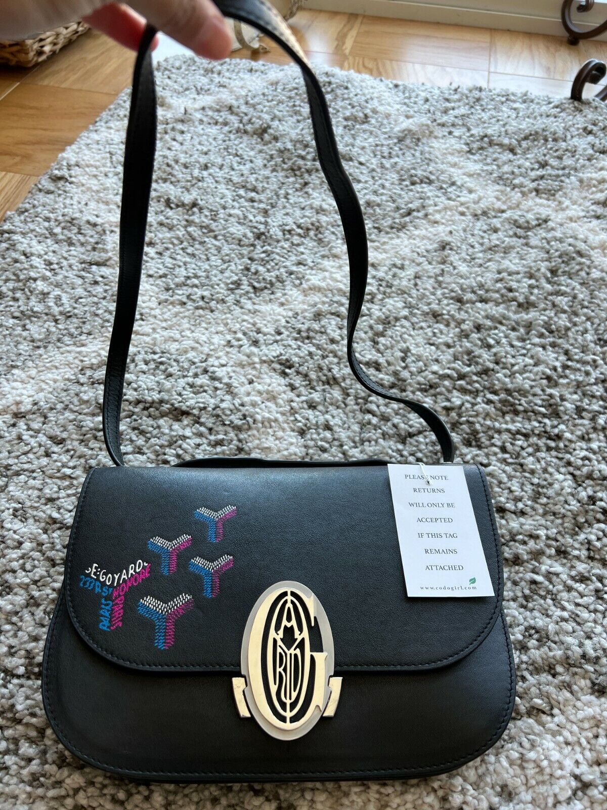 Goyard 233 Rare AUTHENTIC Goyard Black Pink Painted Shoulder Goyard 233 Rare AUTHENTIC Goyard Black Pink Painted Shoulder