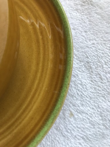 Metlox Poppy Trail Made In California Gravy Boat With Attached Plate Gold Green