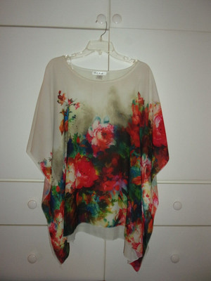 Say What? Floral Kaftan Top Sz 1X