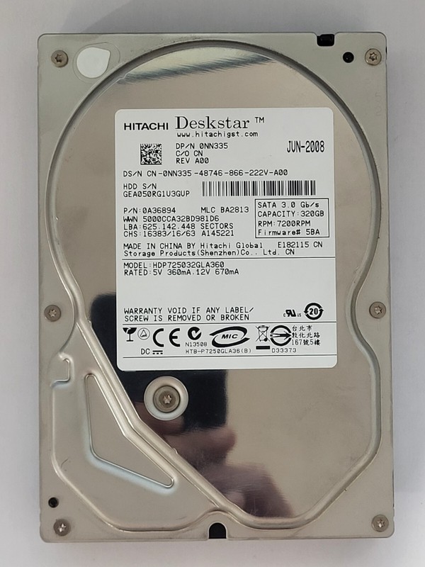 Hdp725032gla360, Pn: 0a36894, Mlc: Ba2813, Hitachi 320gb 3.5