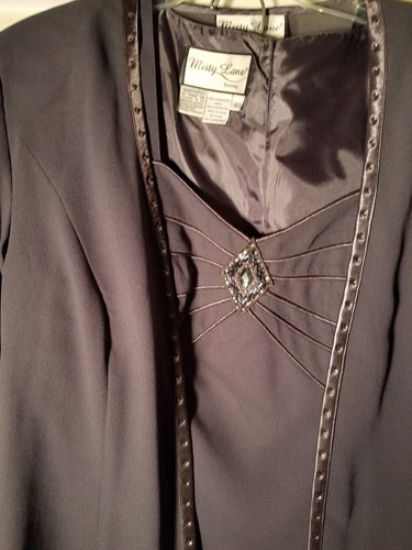 MISTY LANE EVENING Womens Gray 3Pc Maxi Skirt Tank Cardigan Suit Sz 12 Pre-owned