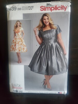 Uncut Simplicity Pattern #8439 Rockabilly Dress Plus Size 20W-28W Bodice Options
