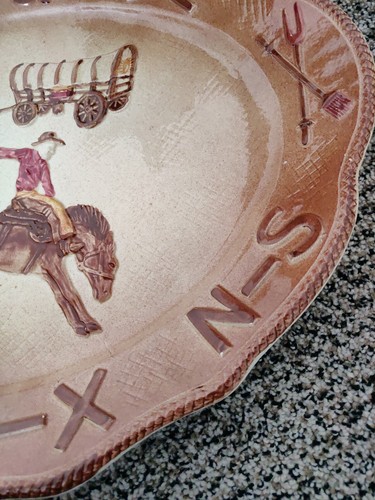 1950s VTG CALIFORNIA POTTERY BAR-B-QUE SERVING PLATTER - COWBOY RODEO WESTERN