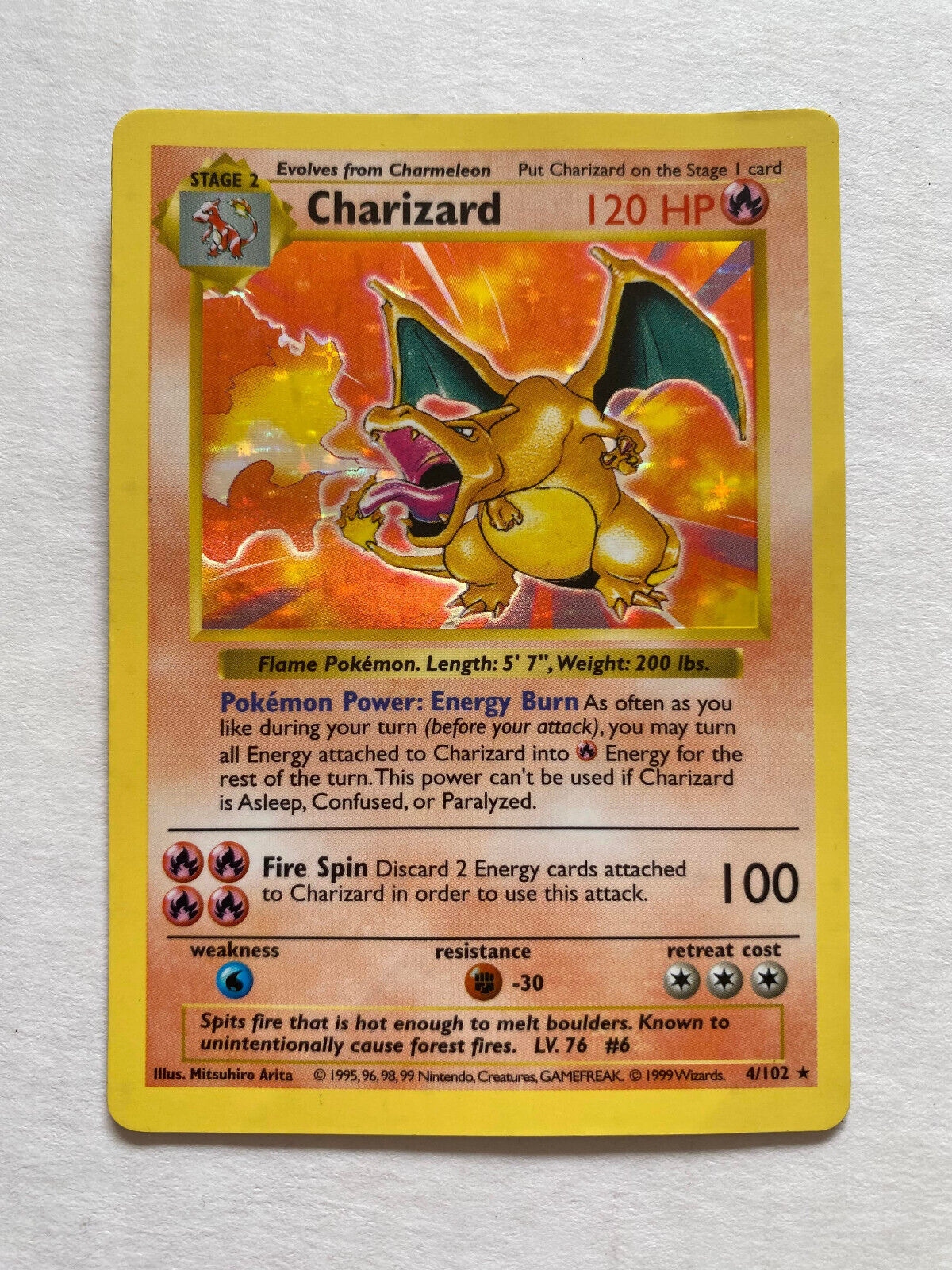 CHARIZARD POKEMON CARD 4/102 Flame Collection Fire Spin CHARIZARD POKEMON CARD 4/102 Flame Collection Fire Spin